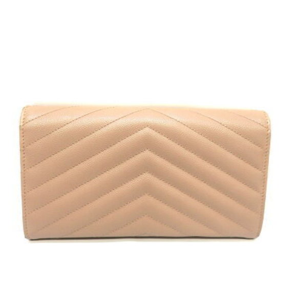 SAINT LAURENT Flap Wallet Beige Leather YSL V - Picture 2 of 6